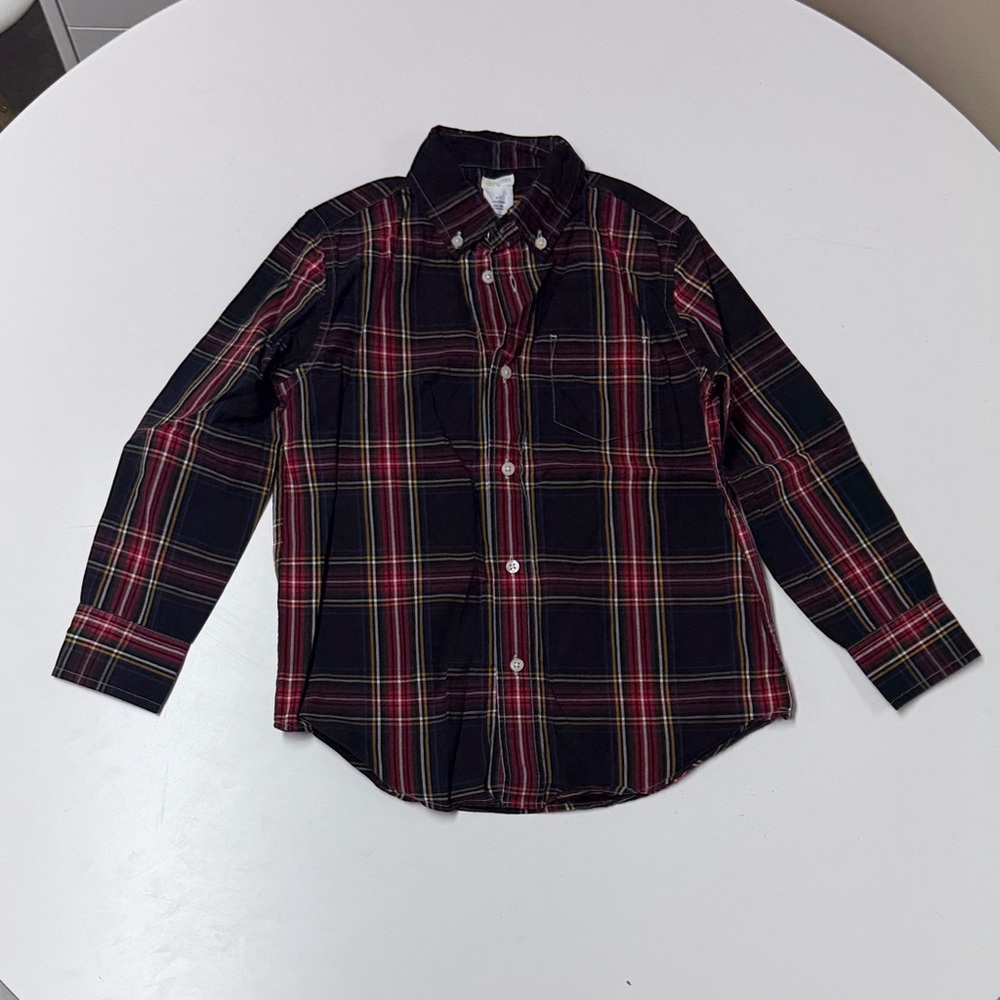 NWT J.crew Factory Crewcuts Boys Plaid Shirt - Black and Red Tartan